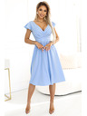 numoco Kleid mit Ausschnitt und kurzen Ärmeln - hellblau Numoco