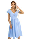 numoco Kleid mit Ausschnitt und kurzen Ärmeln - hellblau Numoco