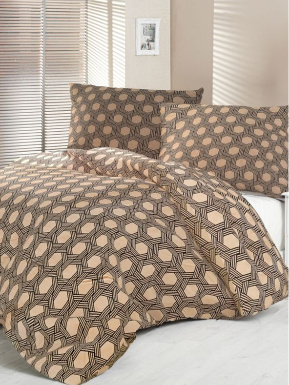 Kvalitex Satin verlängerte Bettwäsche Luxury Collection 140x220, 70x90cm Carero Beige Kvalitex