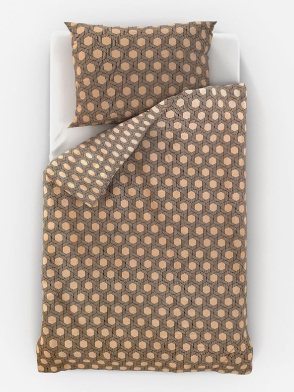 Kvalitex Satin verlängerte Bettwäsche Luxury Collection 140x220, 70x90cm Carero Beige Kvalitex