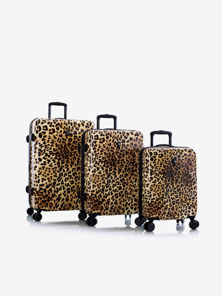 Heys Set of Three Brown Patterned Travel Suitcases Heys Brown Leopard S,M,L