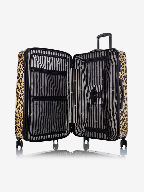 Heys Set of Three Brown Patterned Travel Suitcases Heys Brown Leopard S,M,L