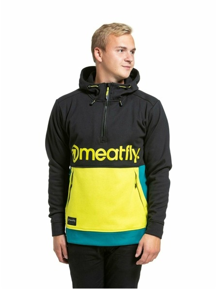 Meatfly Meatfly Herren-Technisches Sweatshirt Tason Limette / Schwarz | Schwarz | Größe