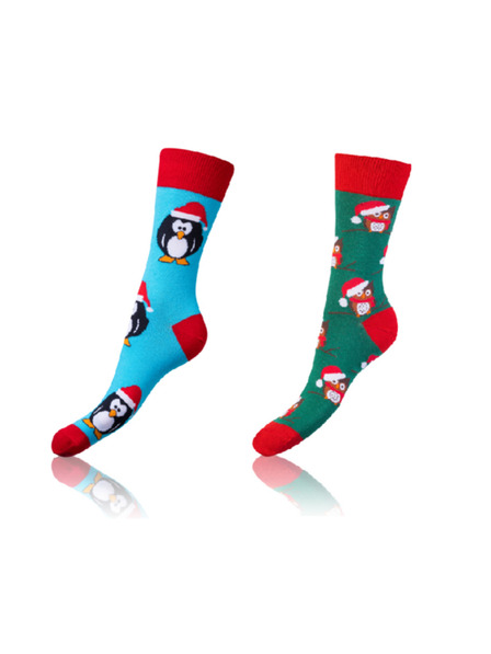Bellinda Crazy Socks 2x - Fun Socks 2 Pairs - Light Blue - Green