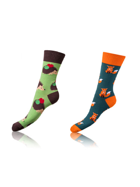 Bellinda Crazy Socks 2x - Fun Socks 2 Pairs - Orange - Light Green