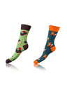 Bellinda Crazy Socks 2x - Fun Socks 2 Pairs - Orange - Light Green