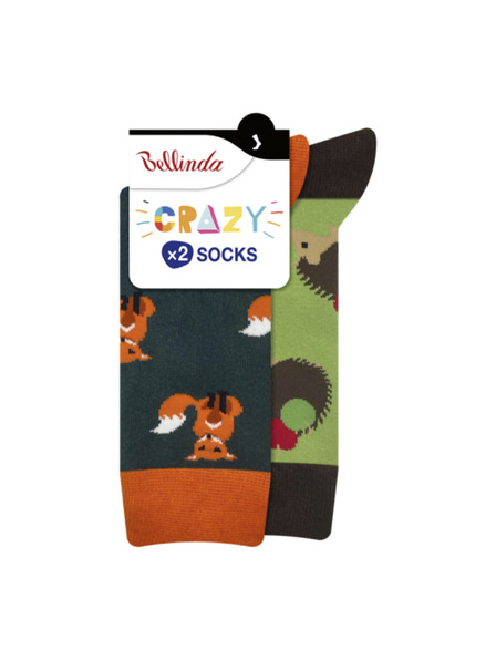 Bellinda Crazy Socks 2x - Fun Socks 2 Pairs - Orange - Light Green
