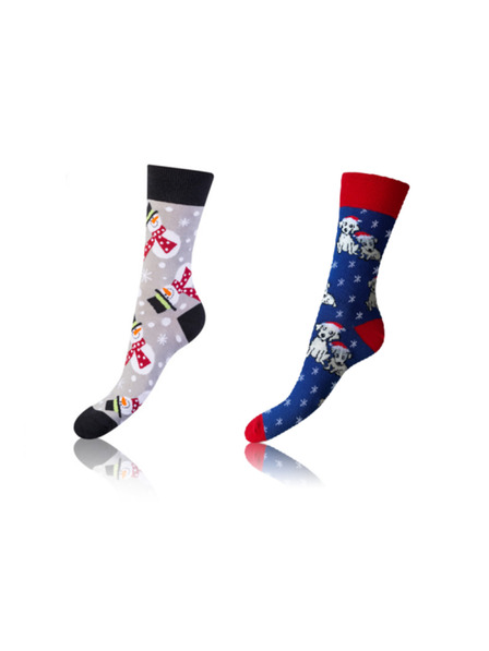 Bellinda Crazy Socks 2x - Fun Socks 2 Pairs - Grey - Blue