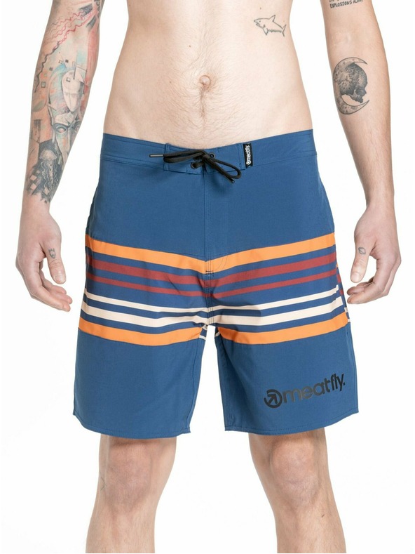 Meatfly Meatfly Herren-Badeshorts Ernie Boardshorts 19" Streifen Navy | Blau | Größe