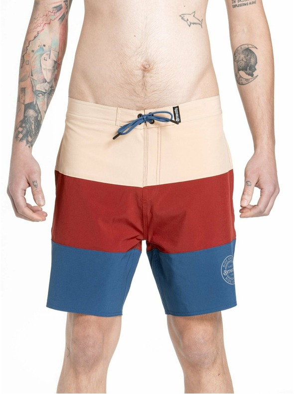 Meatfly Meatfly Herren-Badeshorts Ernie Boardshorts 19" Navy / Latte | Blau | Größe