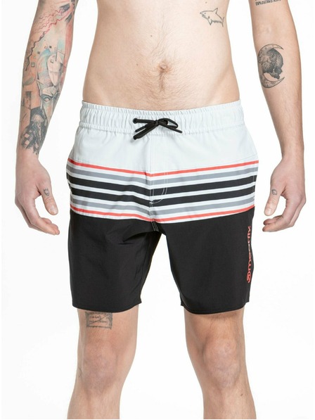 Meatfly Meatfly Herren-Badeshorts Keith Boardshorts 17" Hellgrau / Rot Orange | Grau | Größe