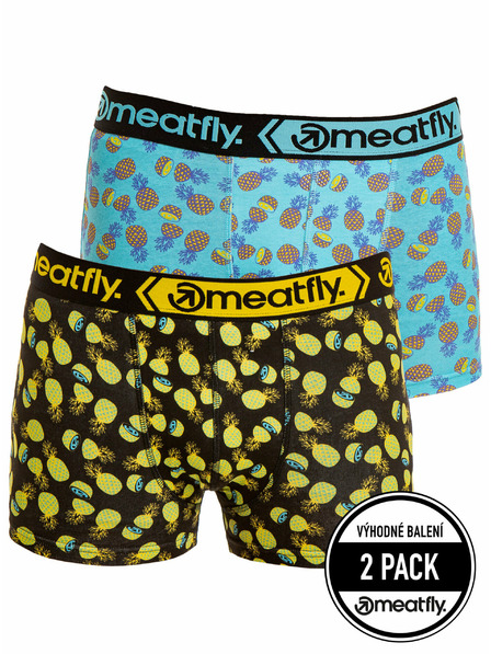 Meatfly Meatfly Herren-Boxershorts Balboa Boxershorts Double Pack Pineapple | Schwarz | Größe
