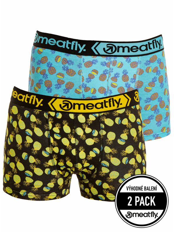 Meatfly Meatfly Herren-Boxershorts Balboa Boxershorts Double Pack Pineapple | Schwarz | Größe