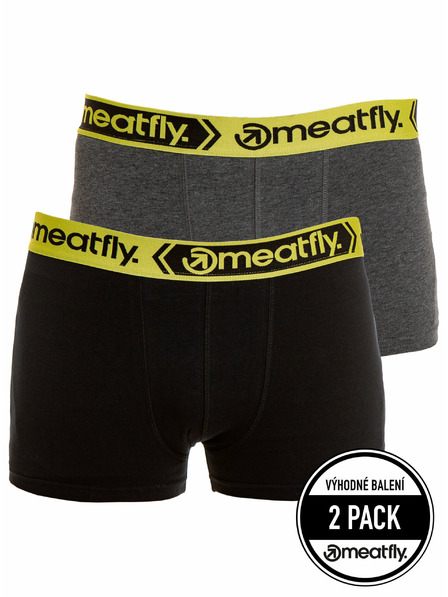 Meatfly Meatfly Herren-Boxershorts Balboa Boxershorts Double Pack Grey Heather/Black | Schwarz | Größe