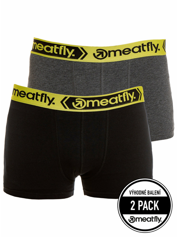 Meatfly Meatfly Herren-Boxershorts Balboa Boxershorts Double Pack Grey Heather/Black | Schwarz | Größe