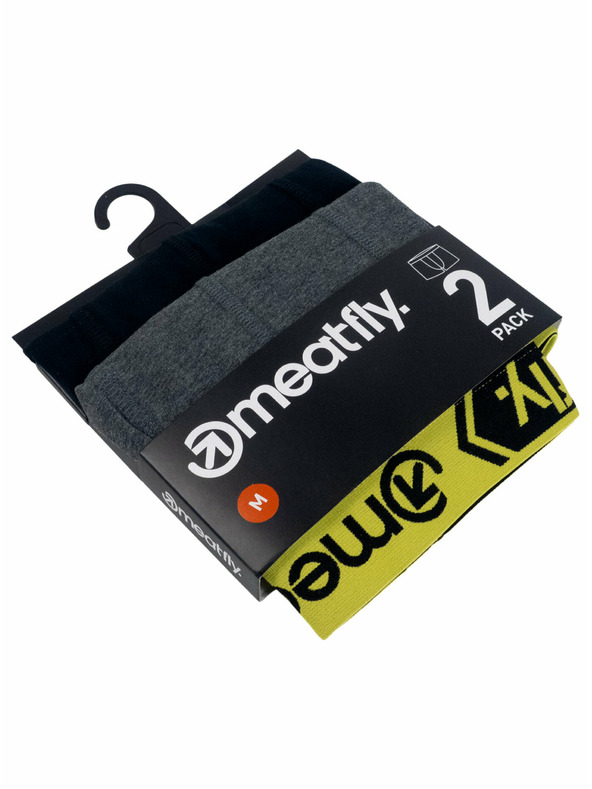 Meatfly Meatfly Herren-Boxershorts Balboa Boxershorts Double Pack Grey Heather/Black | Schwarz | Größe