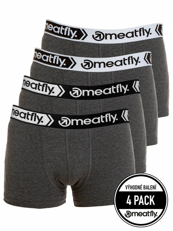 Meatfly Meatfly Herren-Boxershorts Balboa Boxershorts Four Pack Grey Heather | Grau | Größe