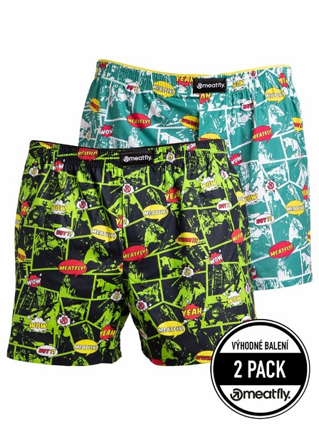 Meatfly Meatfly Herren-Boxershorts Agostino Green Comics | Grün | Größe