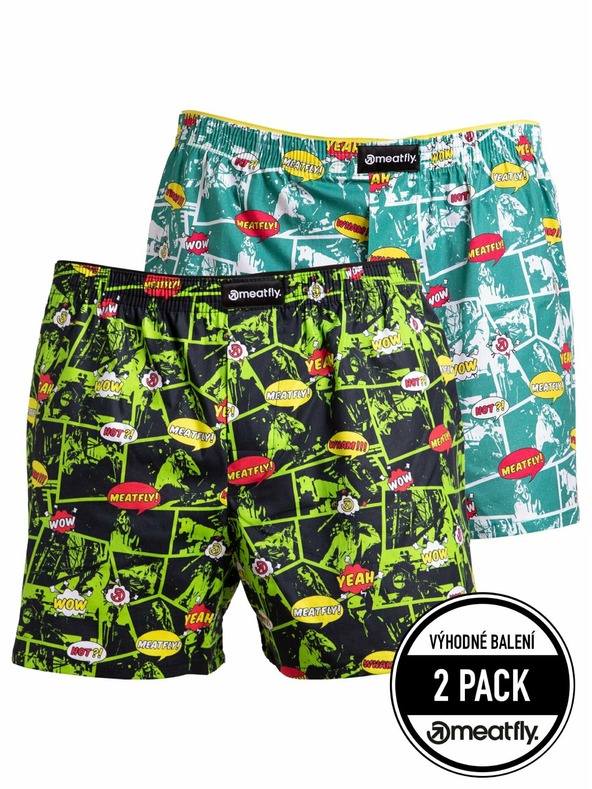 Meatfly Meatfly Herren-Boxershorts Agostino Green Comics | Grün | Größe