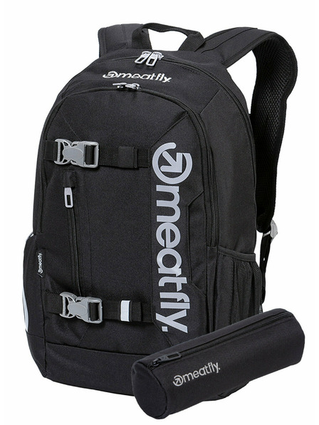 Meatfly Meatfly Basejumper Backpack Black 22 L + FREE PENCIL CASE | Black | Volume 22 L
