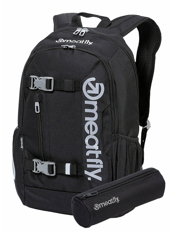 Meatfly Meatfly Basejumper Backpack Black 22 L + FREE PENCIL CASE | Black | Volume 22 L