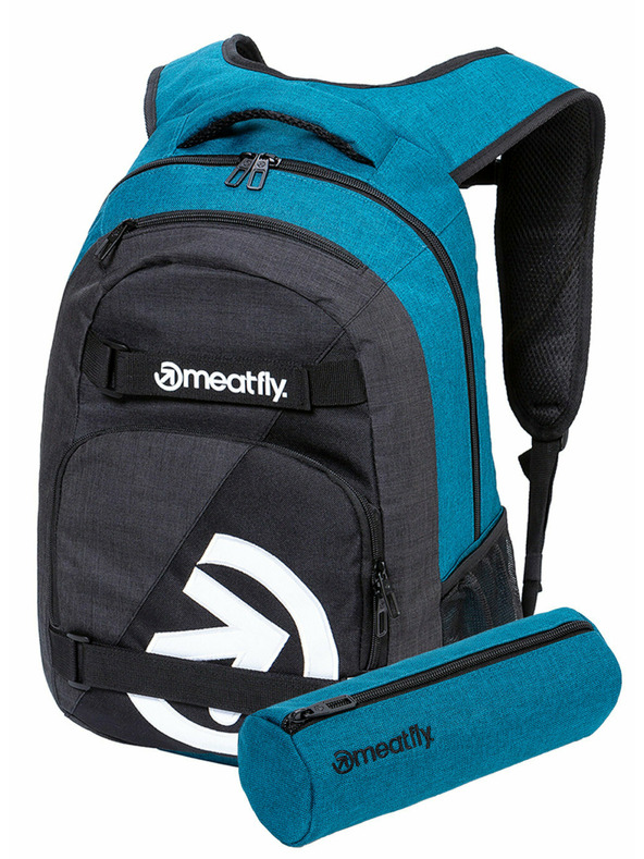 Meatfly Meatfly Exile Backpack Petrol Heather/Charcoal Heather 24 L + FREE PENCIL CASE | Blue | Volume 24 L