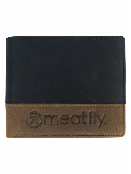 Meatfly Meatfly Leather Wallet Eddie Premium Black/Oak | Black | Size