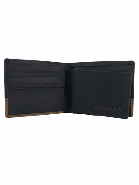 Meatfly Meatfly Leather Wallet Eddie Premium Black/Oak | Black | Size