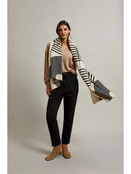 Moodo Schwarz-beige Damen gemusterter Schal Moodo