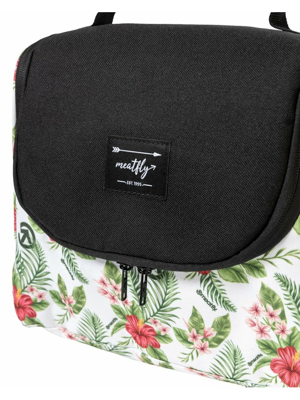 Meatfly Meatfly Toiletry Bag Cara White Tropical | Black | Volume 6 L
