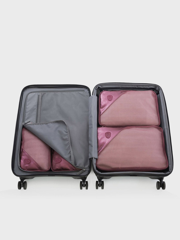 Heys Set of Five Travel Packing Cubes in Dark Pink Heys Metallic Packing Cube 5pc