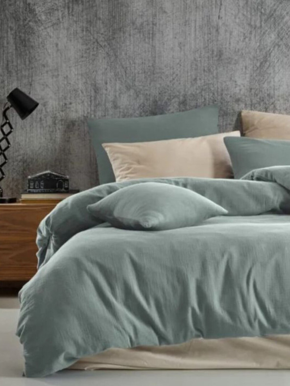 Kvalitex French muslin bedding set 200x200, 70x90cm light green Kvalitex