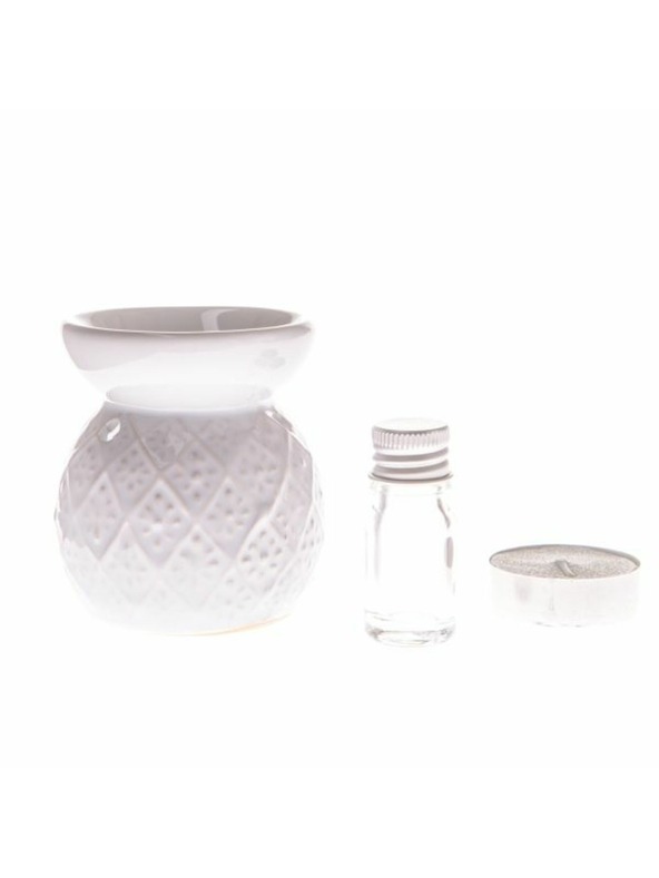 Casa de Engel Keramik-Aromalampe + Öl, Kerze, Fresh Linen, 0/96
