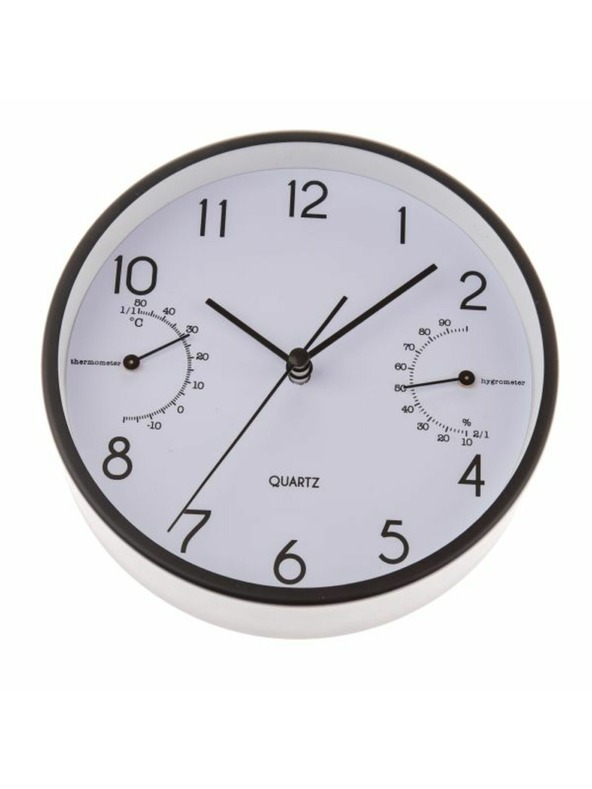 Casa de Engel Wall/Table Clock with Thermometer and Hygrometer - 15cm (Aluminum), 1/40