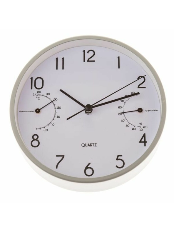 Casa de Engel Wall/Table Clock with Thermometer and Hygrometer - 15cm (Aluminum), 1/40