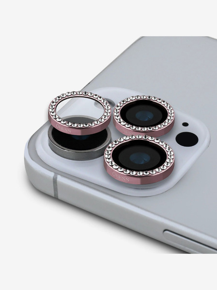 Guess Guess Fixed Glitter Lens Protection for iPhone 16 Pro/16 Pro Max Pink