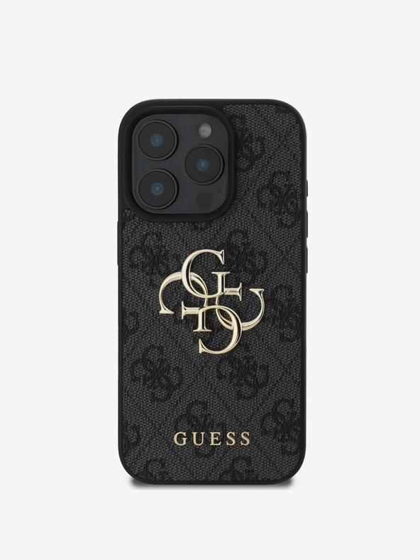 Guess Guess PU 4G Metal Logo Back Cover for iPhone 16 Pro Max Grey