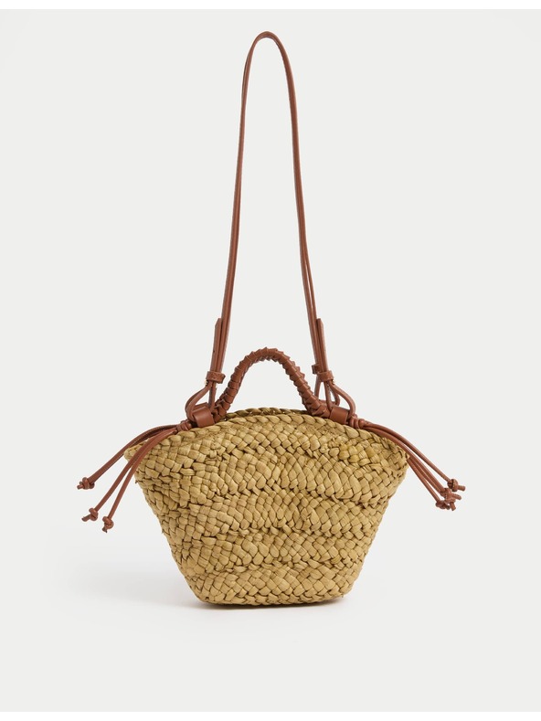 Marks & Spencer Kleine gewebte Stroh-Umhängetasche im Korbdesign Marks & Spencer beige