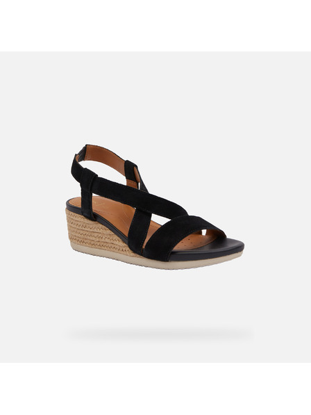 Geox Schwarze Damen-Sandalen Geox Ischia Corda