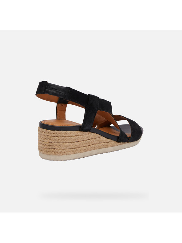 Geox Schwarze Damen-Sandalen Geox Ischia Corda