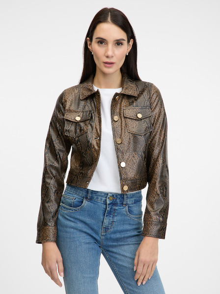 Orsay Damen Kunstlederjacke braun gemustert ORSAY