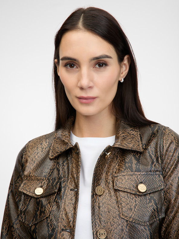 Orsay Damen Kunstlederjacke braun gemustert ORSAY