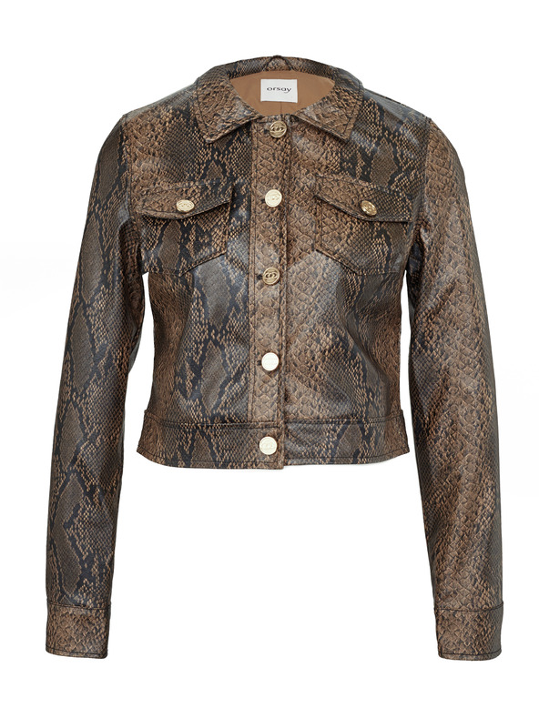 Orsay Damen Kunstlederjacke braun gemustert ORSAY