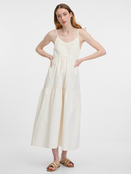 Orsay Cremefarbenes Damen-Midikleid ORSAY