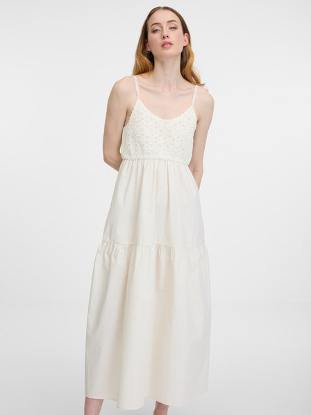 Orsay Cremefarbenes Damen-Midikleid ORSAY