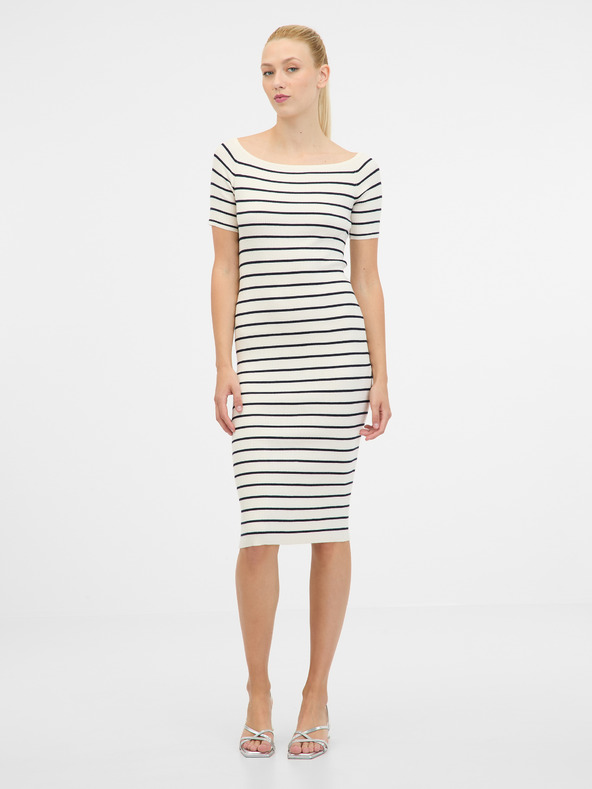 Orsay Cremefarbenes Damen-Midikleid ORSAY