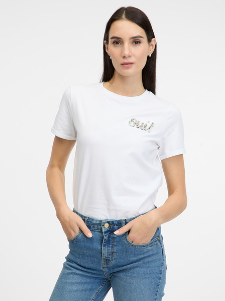 Orsay Weißes Damen-T-Shirt mit kurzen Ärmeln ORSAY