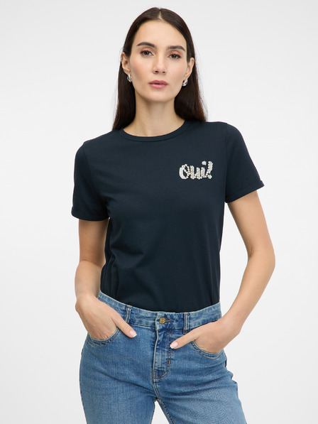 Orsay Dunkelblaues Kurzarm-T-Shirt für Frauen ORSAY