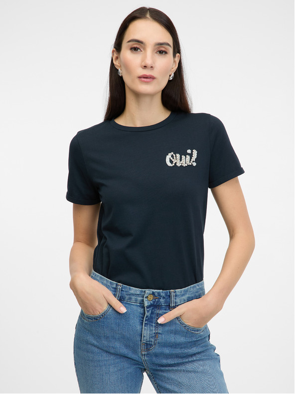 Orsay Dunkelblaues Kurzarm-T-Shirt für Frauen ORSAY