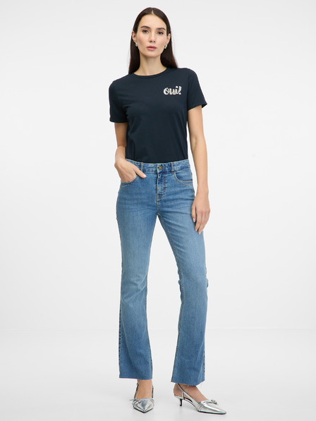 Orsay Dunkelblaues Kurzarm-T-Shirt für Frauen ORSAY